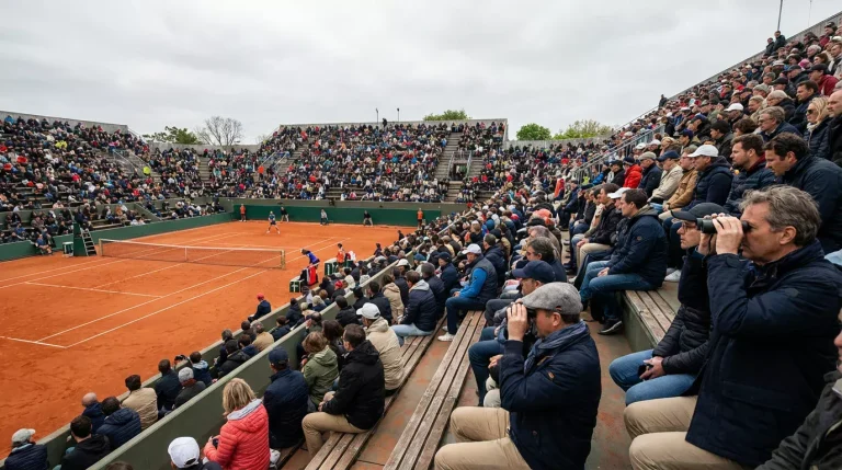 Tribunes pleines de spectateurs au court Philippe-Chatrier de Roland Garros